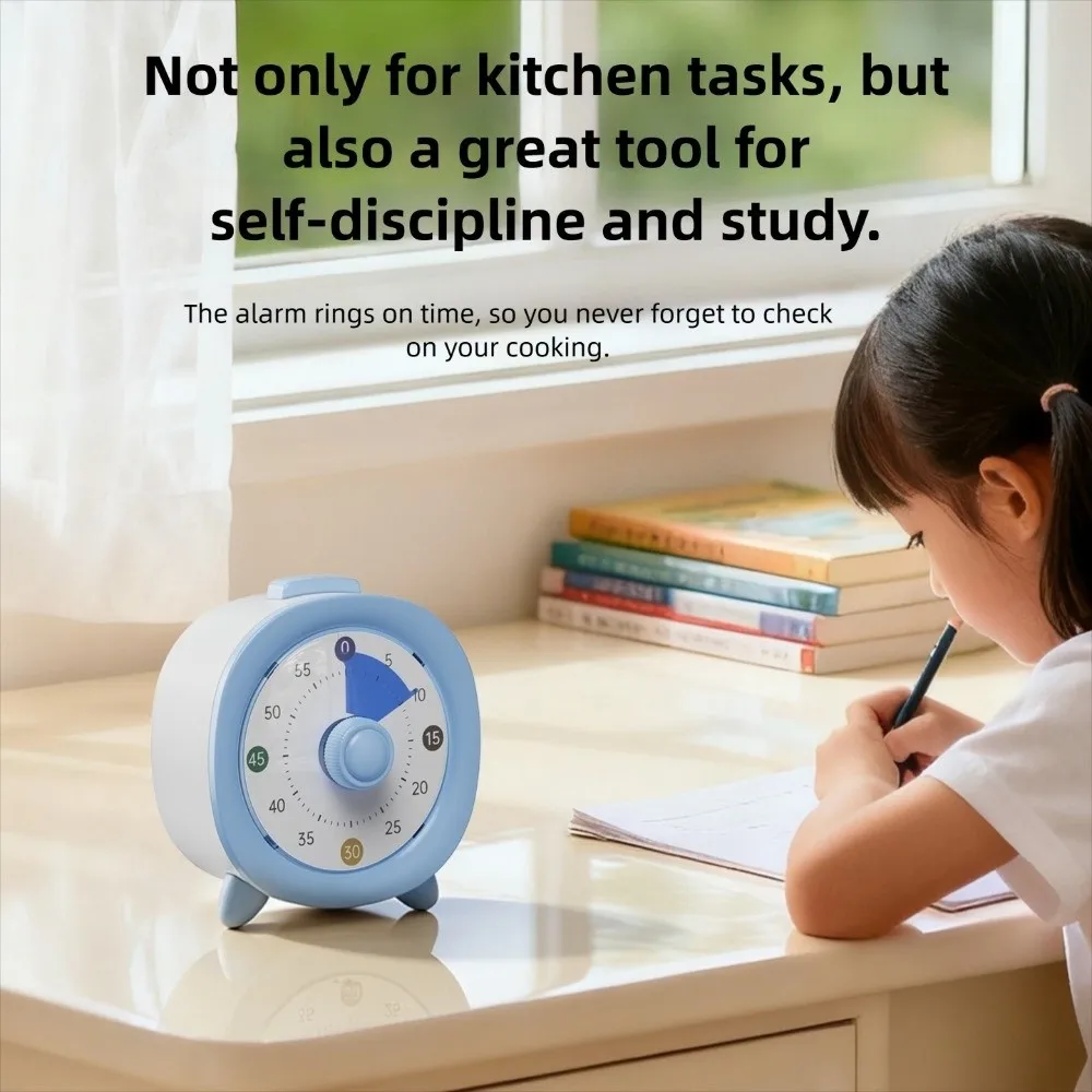60 Minutes Visual Timer Ultra Silent Visualization Countdown Alarm Clock Self-discipline Round/Square Kitchen Timer
