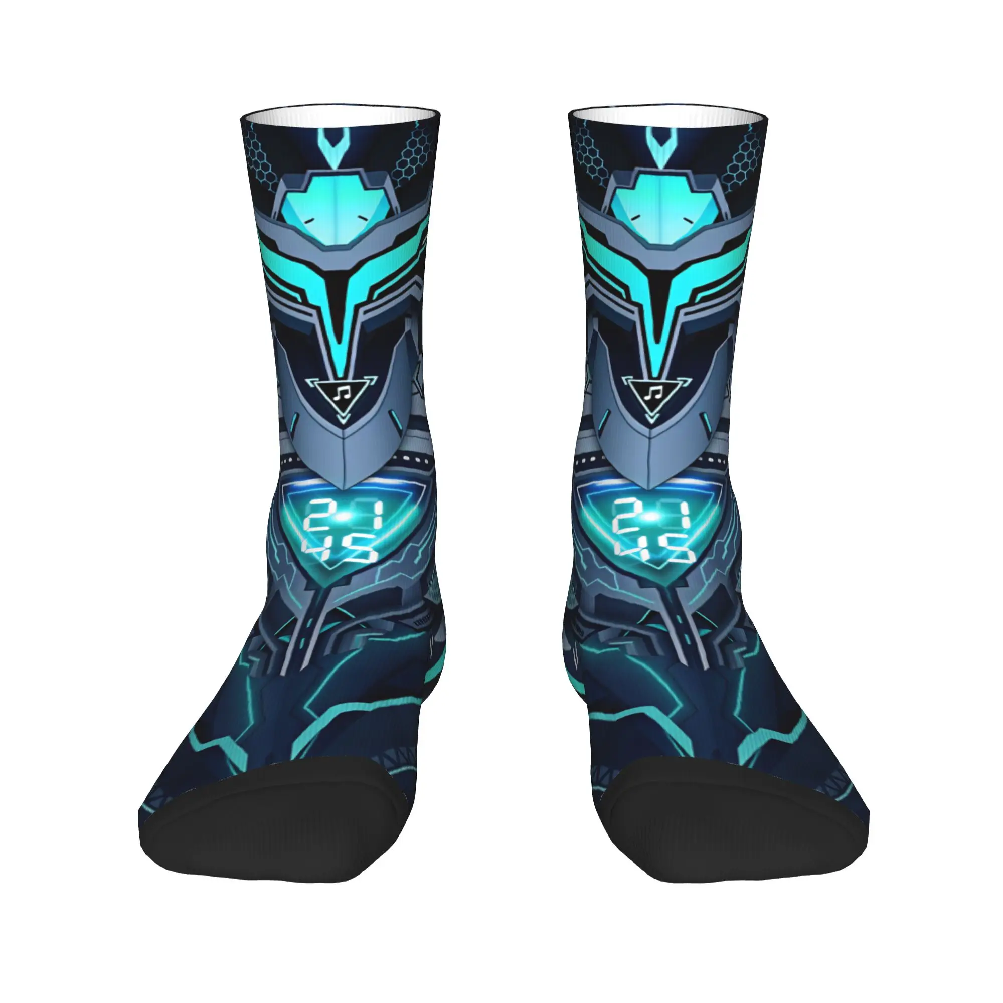 Neon Mechanical Robots Printing Socks  Elegant Stockings Adults Men Quality Cycling Socks Autumn Graphic Non Skid Socks