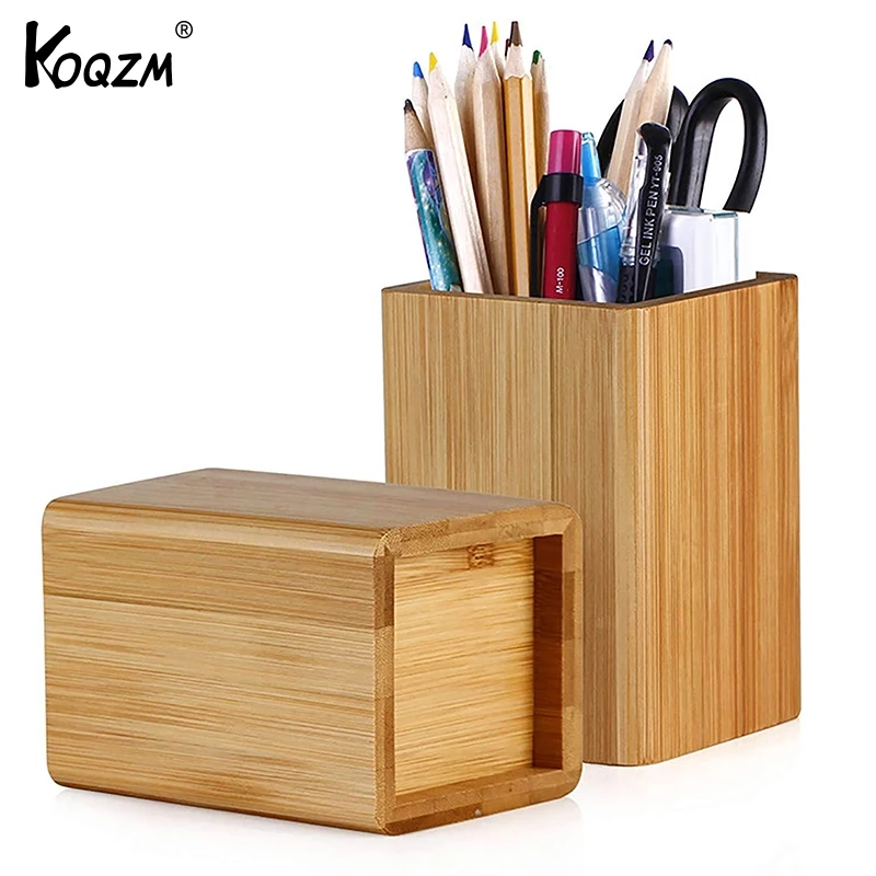 

Bamboo And Wood Pen Holder Desktop Stationery Storage Box Office Supplies Storage Box Multifunctional Pen Holder Pencil Barrel