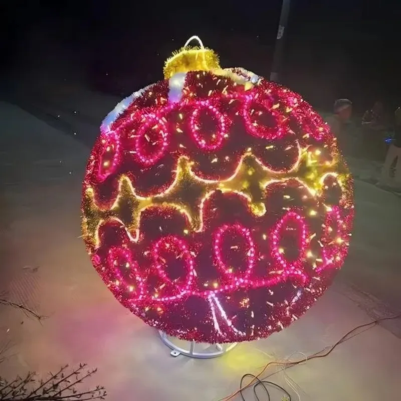 Large Outdoor LED Christmas Ball Lighting Customized Pattern Giant Christmas Ball Light Commercial Decoration Light
