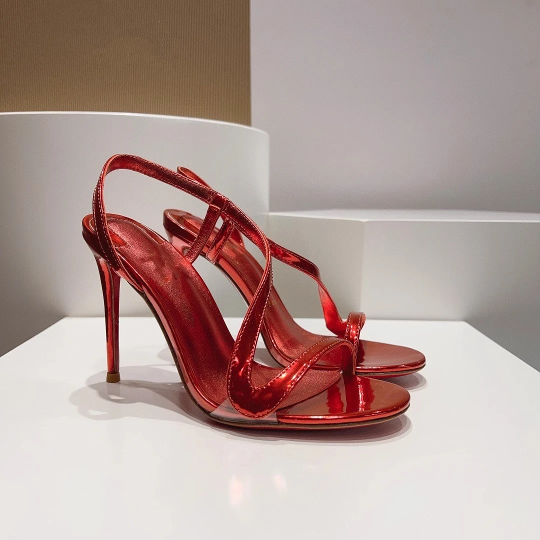 Thin heeled gold thong sandals with socialite temperament, rhinestone sexy high heels, snake shaped open toed women's shoes