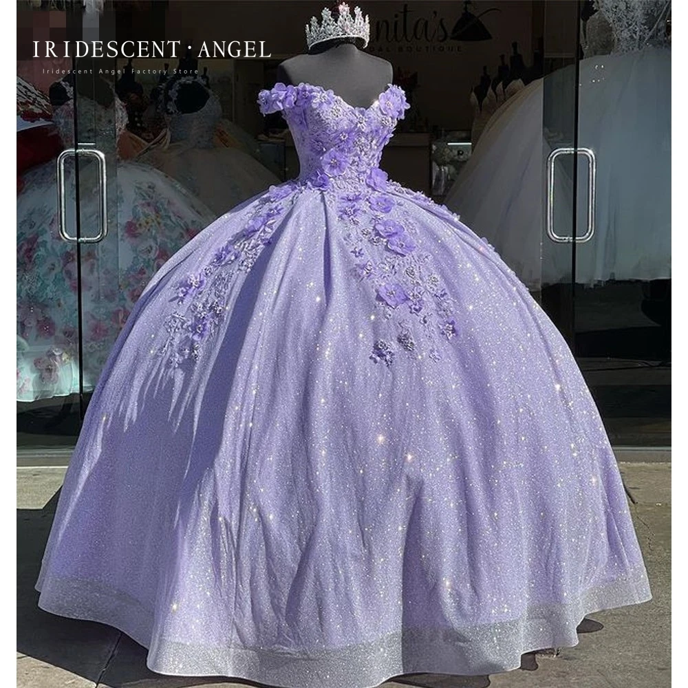 

Радужное бальное платье с блестками и 3D аппликацией, платье для Quinceanera, корсет с бусинами, 15 лет, для принцессы, для дня рождения, официальный стиль