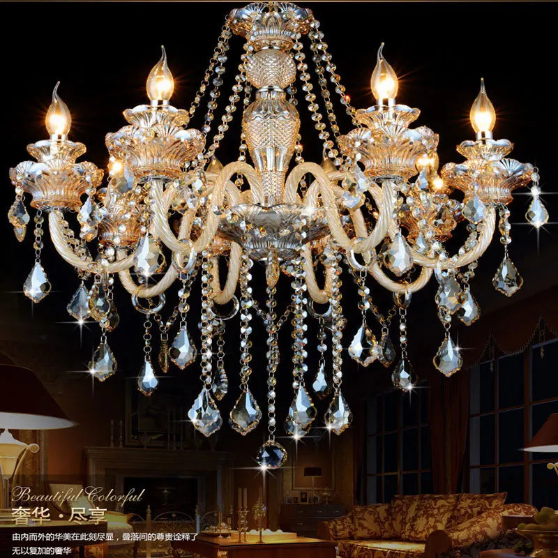 European style crystal chandelier luxury K9 villa living room lighting restaurant bedroom LED Cognic candle crystal lamps