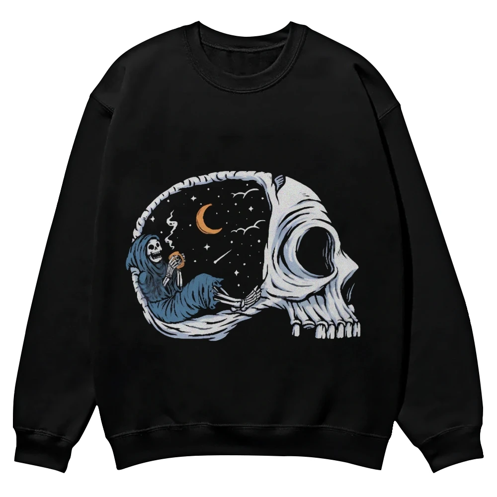 

TFashion Design Skull Print Women's Hoodie Autumn Crew Neck Long Sleeve Pullover Sweatshirt 2024 New Top