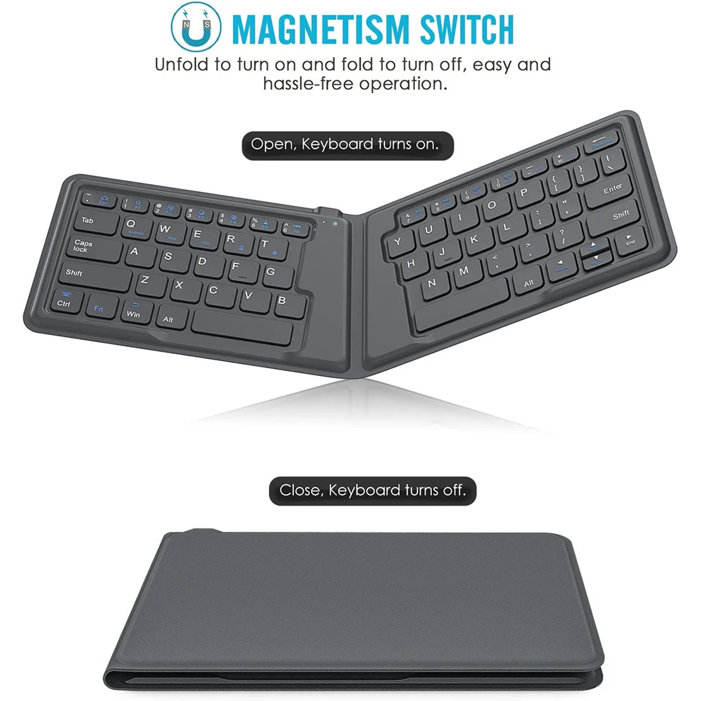 Jomaa faltbare Bluetooth-Tastatur ultra dünne faltbare wiederauf ladbare Tastatur tragbare drahtlose Tastatur für Laptop iPhone iPad