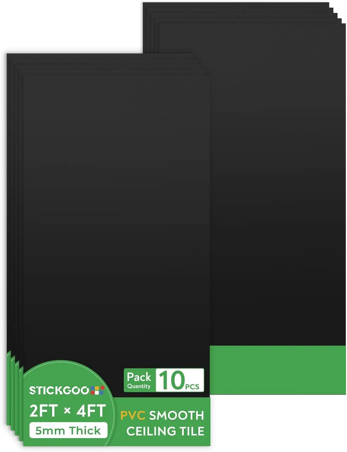 

Black Ceiling Tiles 2ft x 4ft,Smooth PVC Ceiling Panel - Waterproof,Fire-Rated,No Breakage - Decor Coverings 24 x 48in - 10 Pack