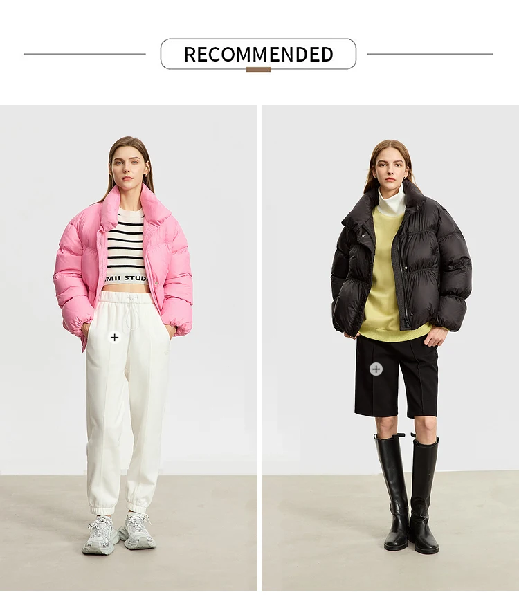 AMII Minimalist Women's Winter Down Jacket Zipper Button Warm Short Overcoats 2025 Winter New Female Solid Down Jacket 12344053