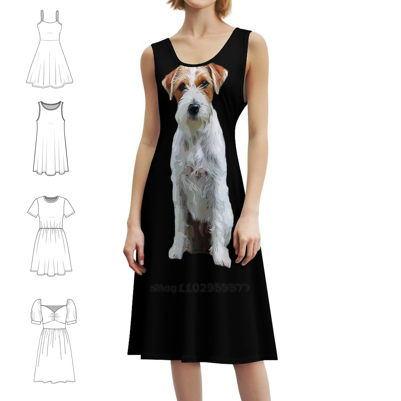 Jack Russell Terrier Rough Coat Preppy Style Mini Dress For Women A-Line Loose Fit Casual Day Dress Jack Russell Terrier Jack