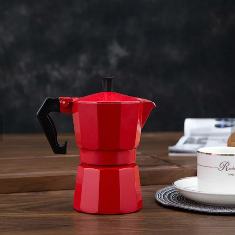 Red Moka Coffee Maker Italian Aluminum Octagonal Coffee Cup 2025