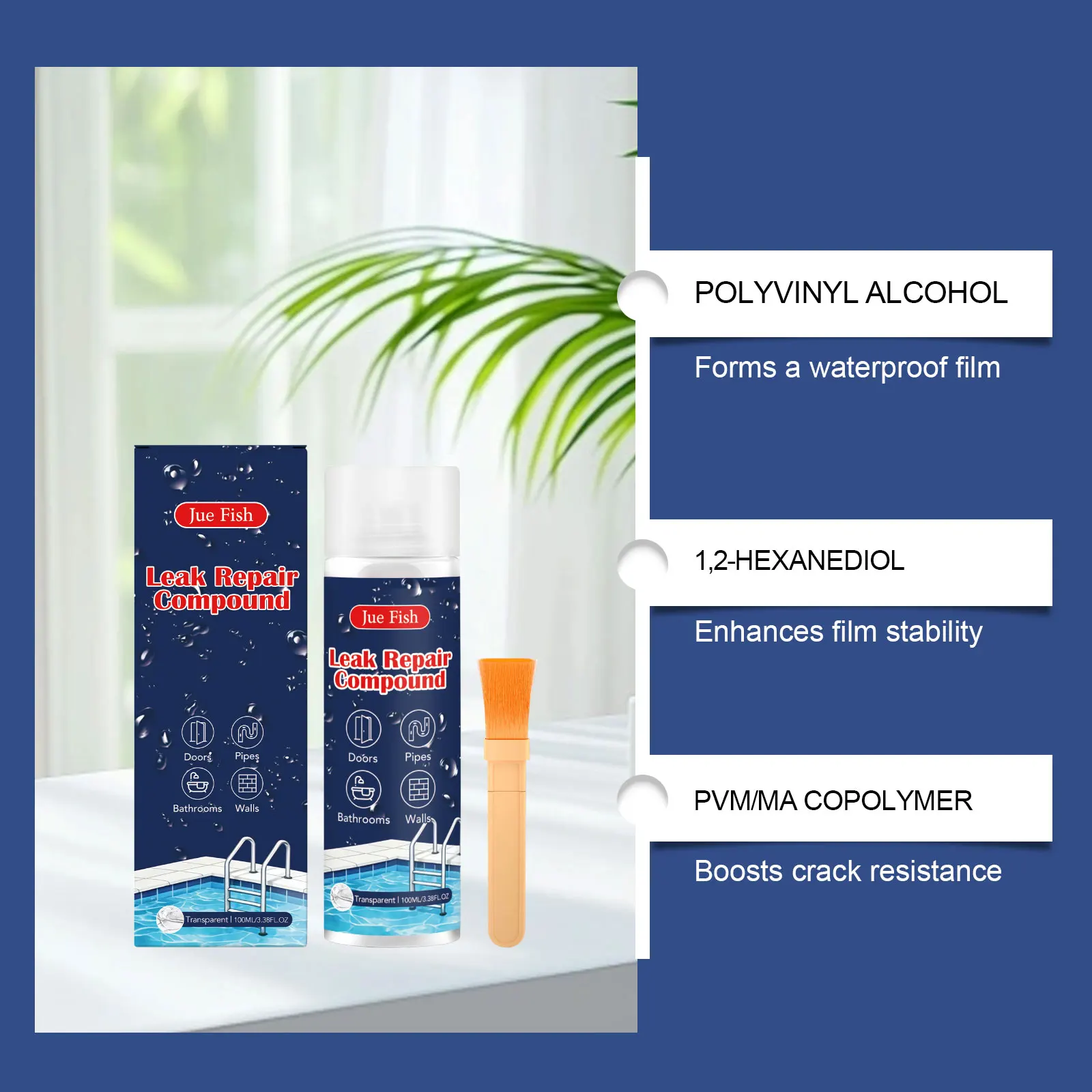 Transparent Waterproof Sealant Adhesive Glue Leak Repair Coating For Roof Tile Wall Pipe Cracks Indoor Outdoor Sealing Compound