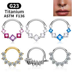 G23 Titanium Water Drop Zircon Nose Ring Septum Clicker Ear Cartilage Tragus Helix Daith Earring 16G Piercing Body Jewelry