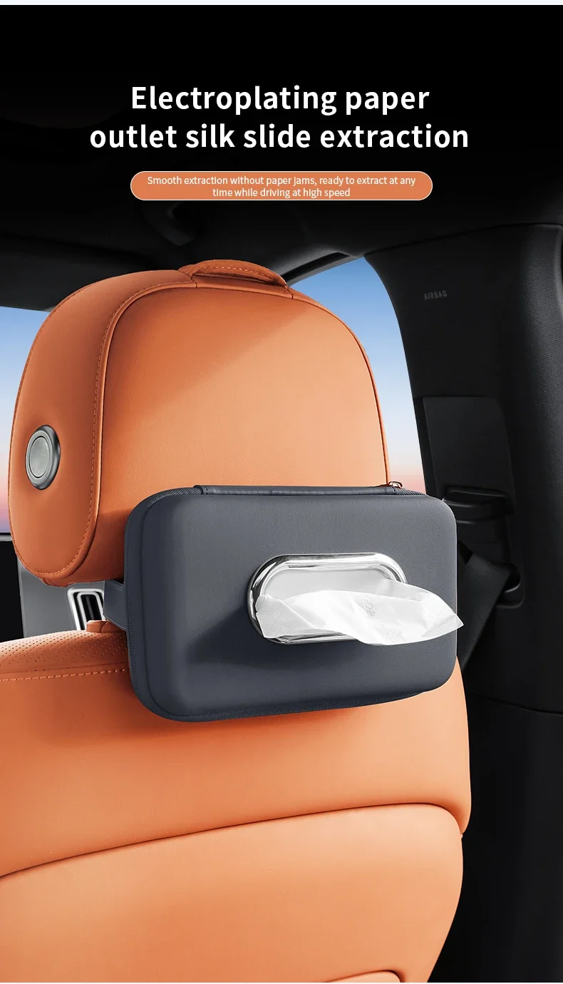 Premium Leder Auto-Taschentuchhalter für die Rückenlehne, Serviettenspender für die Armlehne, universeller Organizer für Papierhandtücher im Auto – Detail 2