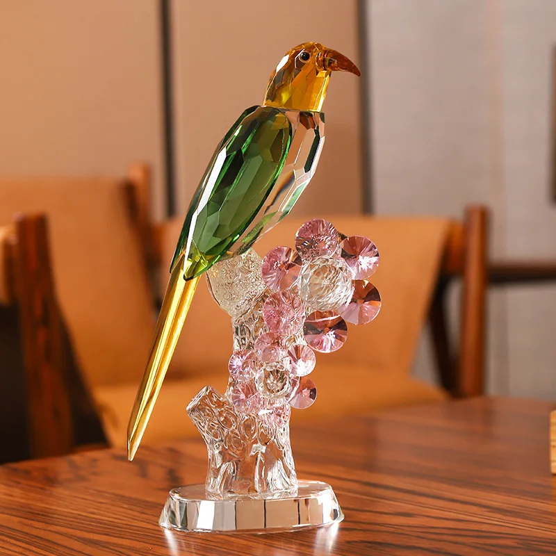 New Chinese Geometric Crystal Bird Hotel Sample Room Living Room TV Wine Cabinet Soft Decoration Parrot Crafts Ornaments