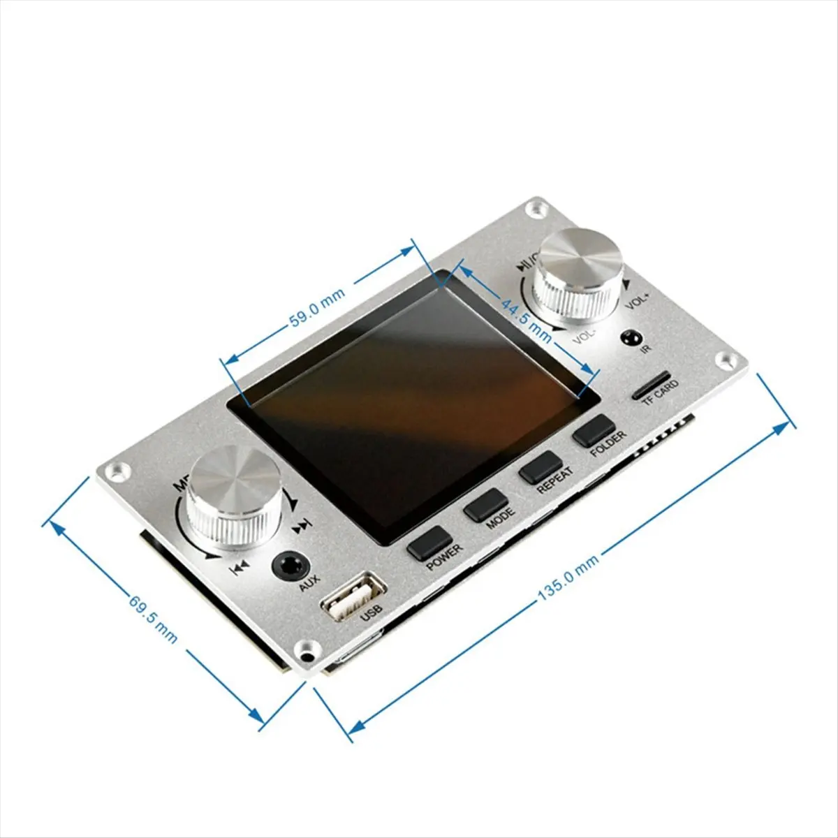 Placa decodificadora de MP3 sin pérdidas LCD a Color TFT de 2,8 pulgadas Bluetooth 5,3 Audio estéreo FLAC WAV APE decodificación USB TF MP3 Silver-VVNB