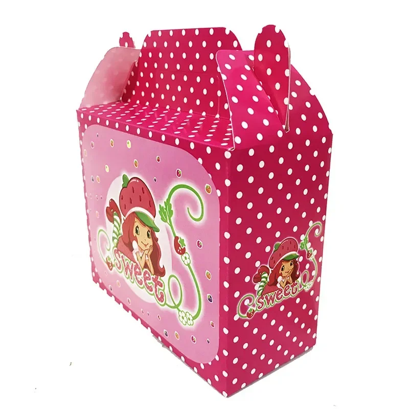 Strawberry Shortcake Theme Disposable Party Tableware Strawberry Pink Girl Birthday Party Decorations Paper Napkin Popcorn Box