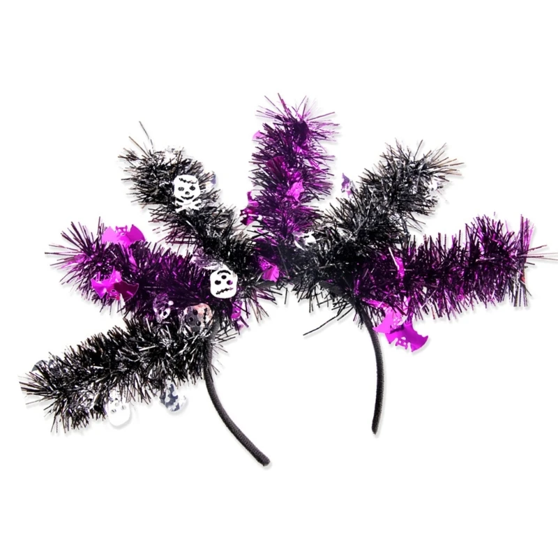 Halloween Pumpkin Headband Day of The Death Pipe Cleaners Hairband Cosplay Costume Headpiece for Adult Festival Headwear