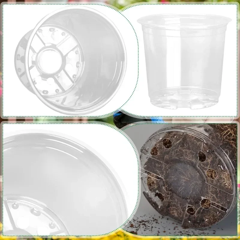 5pcs Home Garden Round Planter Pot Orchid Nursery Container Planter Container Transparent Orchid Container Round Starting Pot