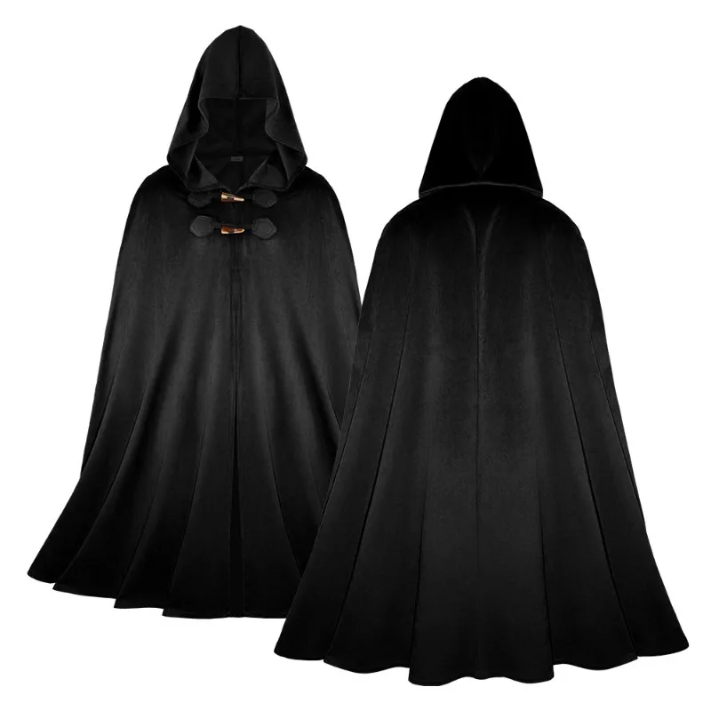 1pc Medieval Hooded Cape Cloak Halloween Cosplay Costume Pirate Warrior Ranger Battle Robe For Party Role Play Outfit