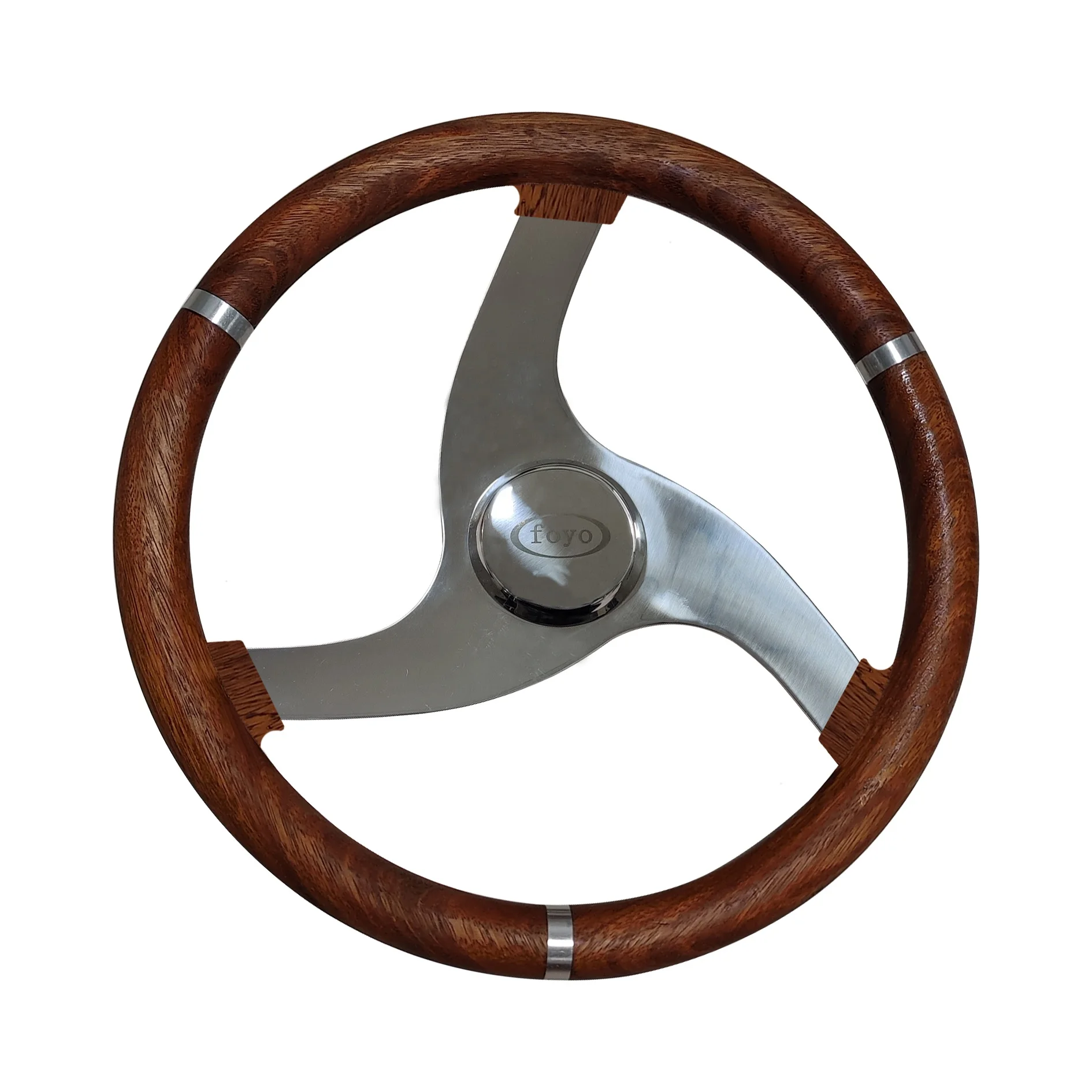 

15.5\" 5-Spoke Steering Wheel With Polished Knob Hot Sale Teak Stainless Steel 304 Marine Hardware For Boats Used Condition