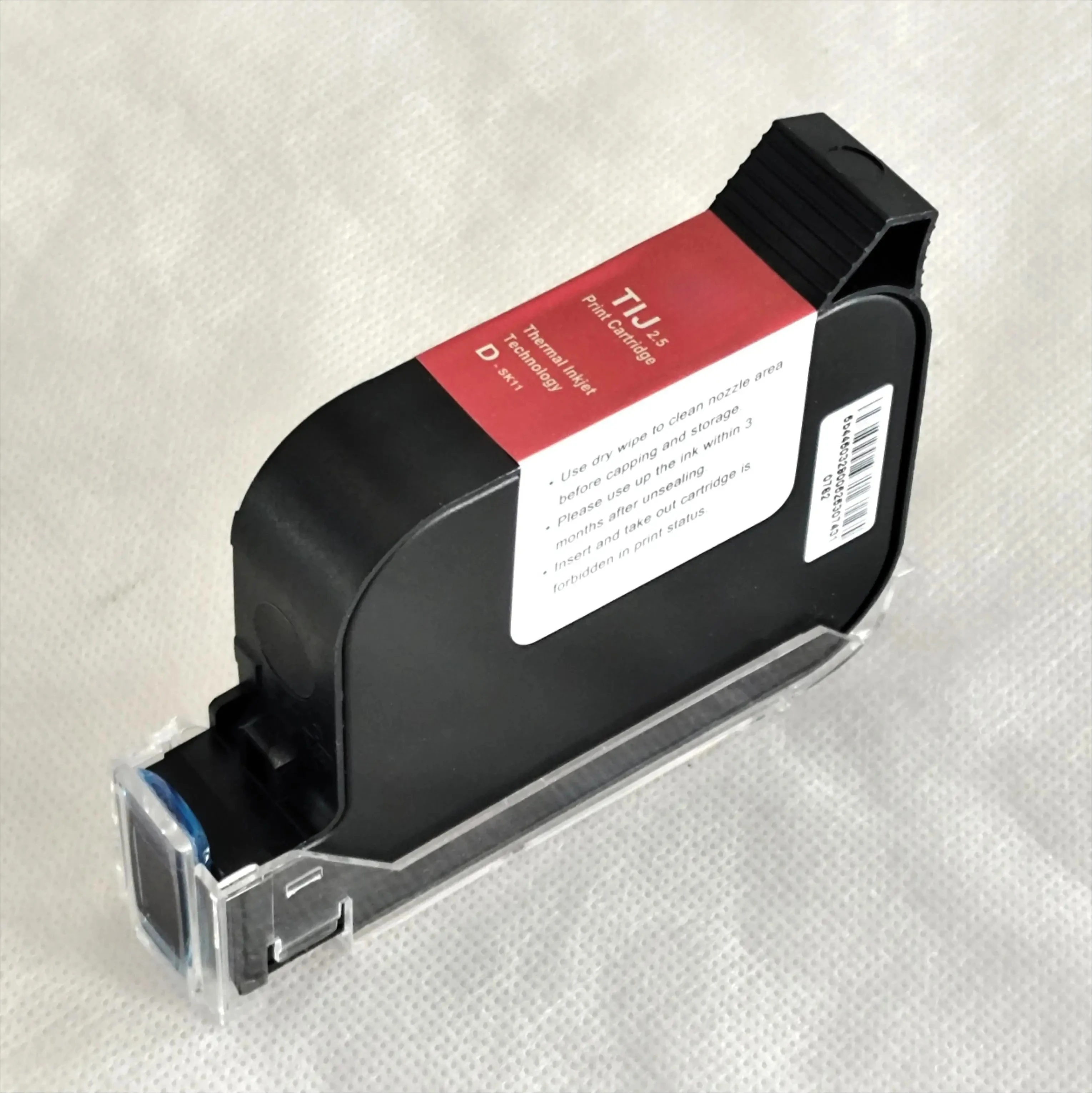 

Solvent Based 12.7mm Ink Cartridge For Batch Date Handheld Online Inkjet Printer For Carton Bag Pouch Metal