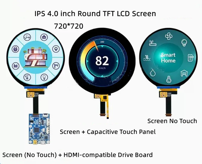 IPS 4.0 inch 31PIN TFT LCD Capacitive Round Screen JD9365DA Drive IC MIPI Interface 720*720 HDMI-compatible Drive Board