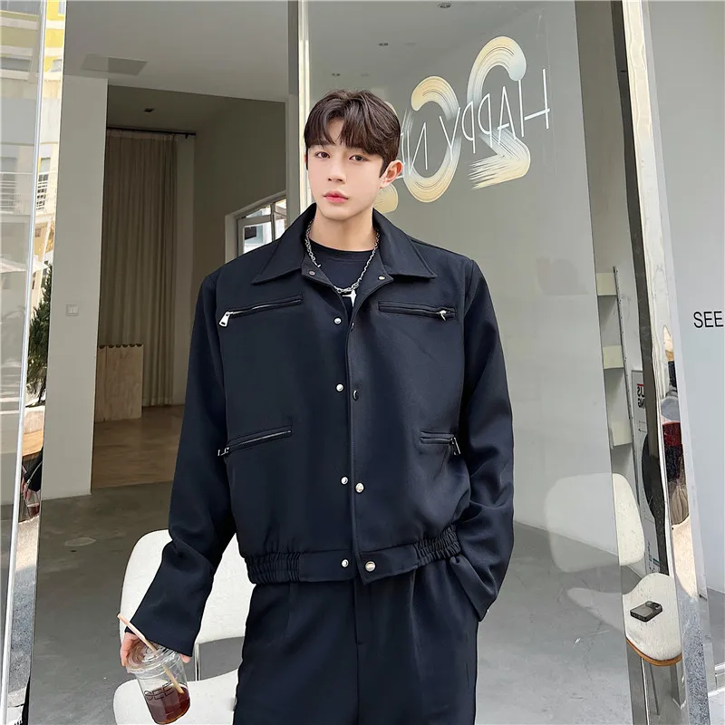 

Casual Loose Men's Jaet Zipper Decorated Hair St Trendy Outerwear Anti-Wrinkle Spring Season Polyester Fabric Long Sve