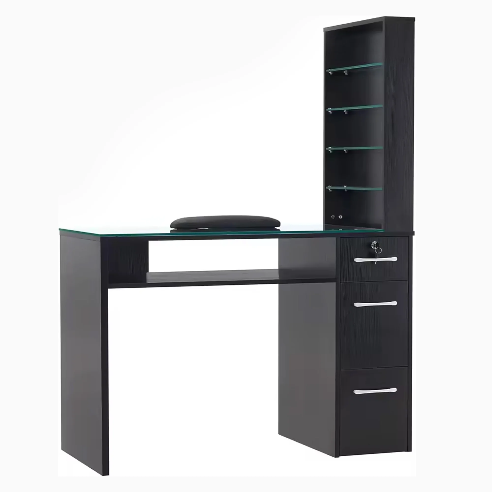 Hot Sale Modern Nail Salon Nail Table with Dust Collector, Glass Countertops, Commercial Use, Workshop Nail Bar