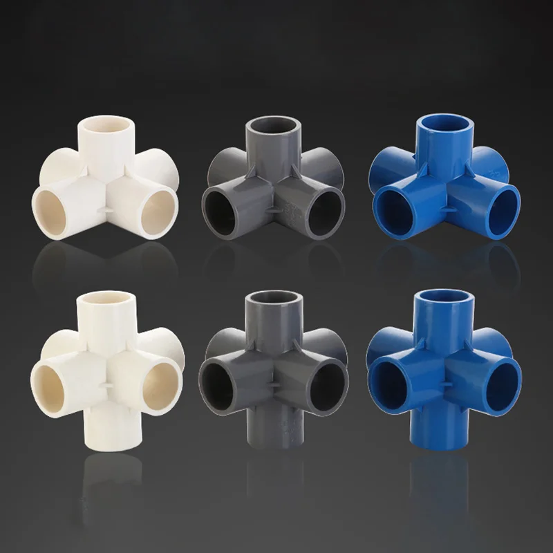 PVC Tee Stereo PVC Pipe Fittings 3/4/5/6 Ways Home Garden Irrigation Hose Fittings Water Connectors DIY Tools 1Pcs