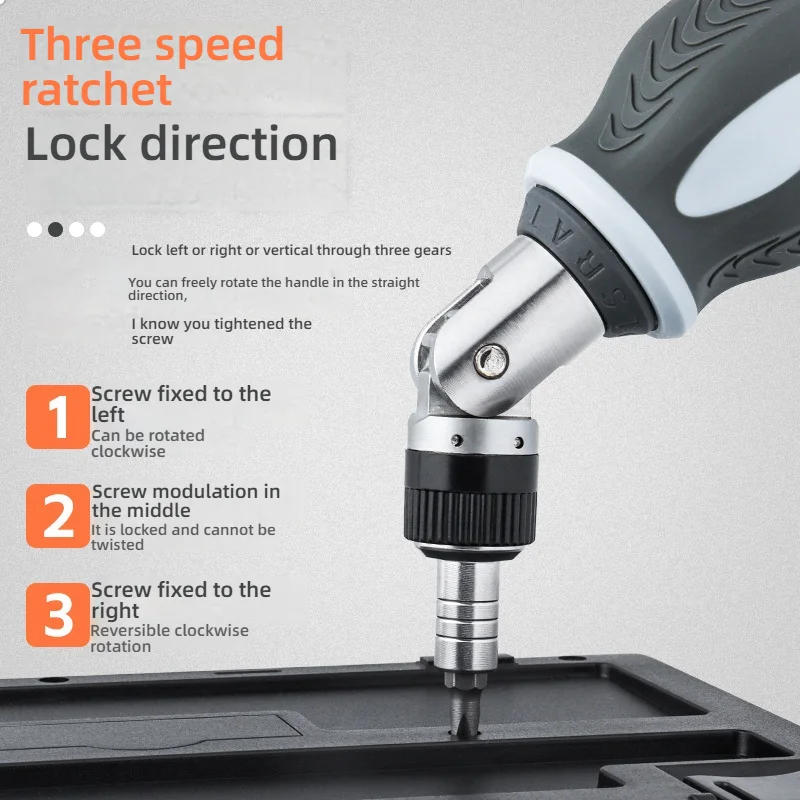 Multi-Angle Ratchet Screwdriver Set - Home Repair with Phillips/Flat Bits