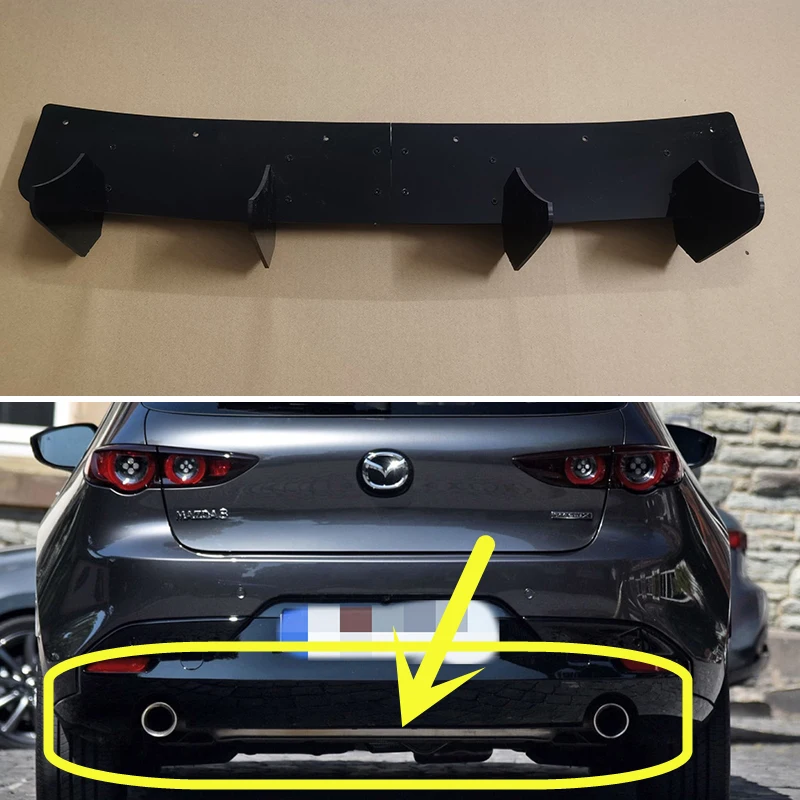 For Mazda 3 Skyactiv Hatchback 2019-on Year Rear Diffuser Bumper Lips Spoiler Splitter Body Kit Accessories