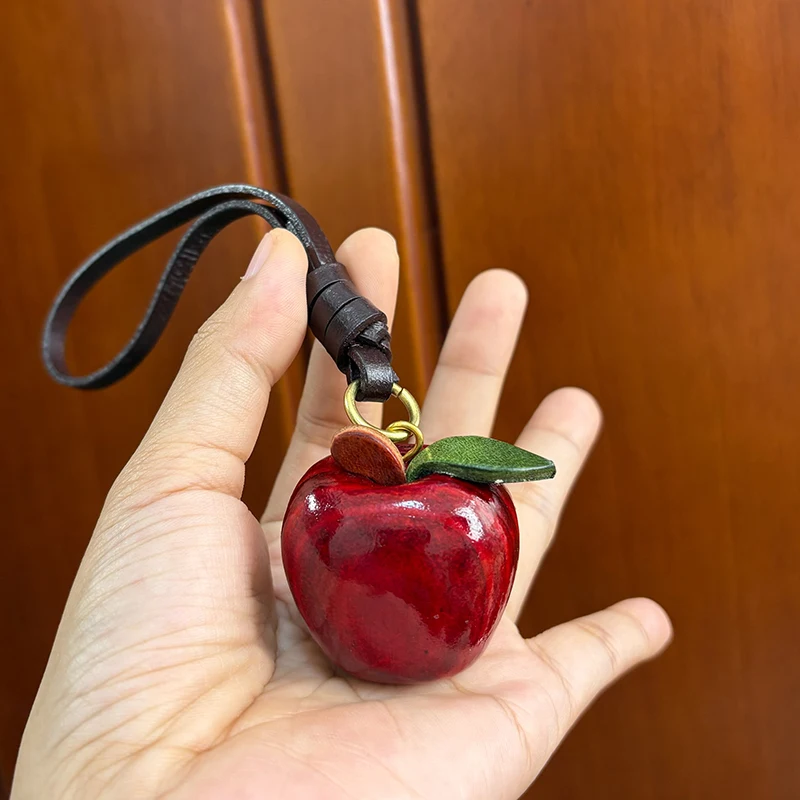 

Брелок из коровьей кожи с яблоком, летние фрукты, вишня, кулон, брелок для женщин и мужчин, ювелирная сумка, очаровательные аксессуары для ключей, подарок