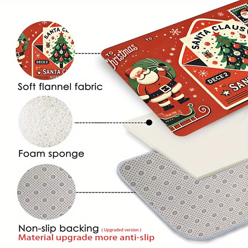 1pc Festive Santa Claus Christmas Tree Doormat - Non-Slip, Machine Washable, Comfortable Polyester Floor Mat for Entryway