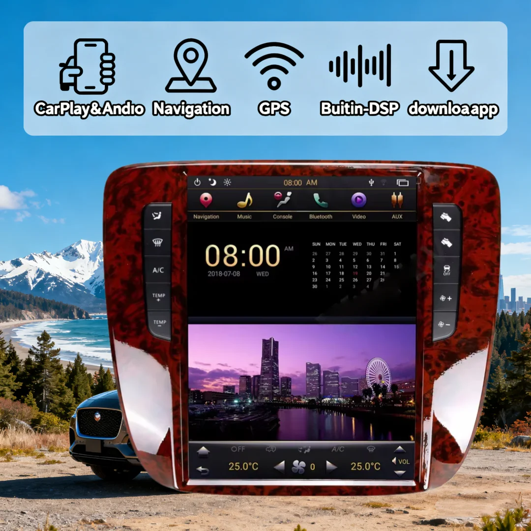 

Автомагнитола для GMC Yukon, Chevrolet Tahoe, Silverado 2007-2013, с CarPlay, Android Auto, GPS-навигацией, мультимедиа, видеоплеером и стереосистемой