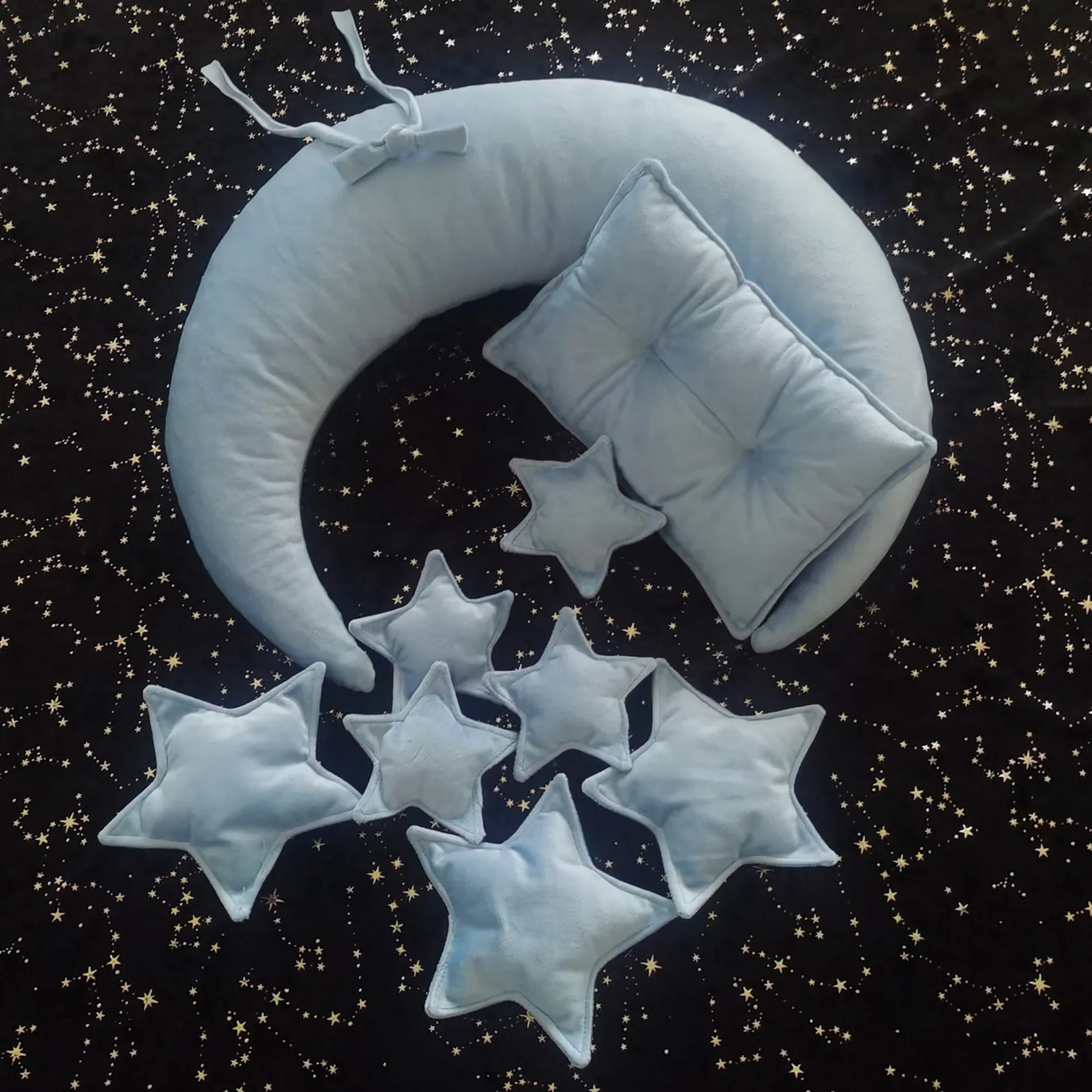 Cuscini per bambini Moon Stars Crescent Pillows Set Baby Photography puntelli Milestone Bed Cushion accessori neonato Photography Outfit