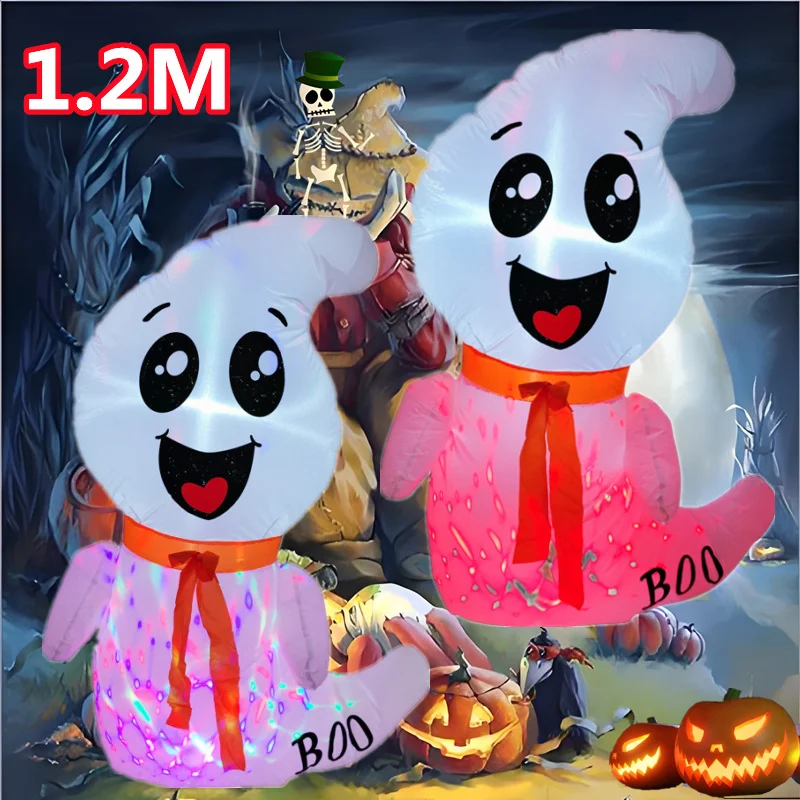 1.2M Halloween Inflatable Ghost built-in LED Light Outdoors Funny Spirit Model Prop Indoor Home Yard Garden Terror Decoration