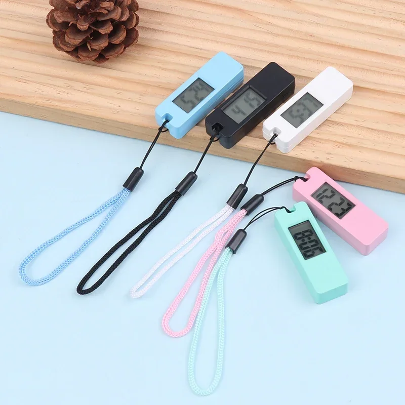 1Pc Luminous Led Keychain Pocket Watch Mini Silent LCD Digital Display Electronic Clock Portable Student Exam Travel Pocket Watc
