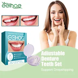 Adjustable Teeth Set Whitening Dentures Temporary Perfect Smile False Teeth Upper Lower Removable Dental Veneers Fake Tooth Set