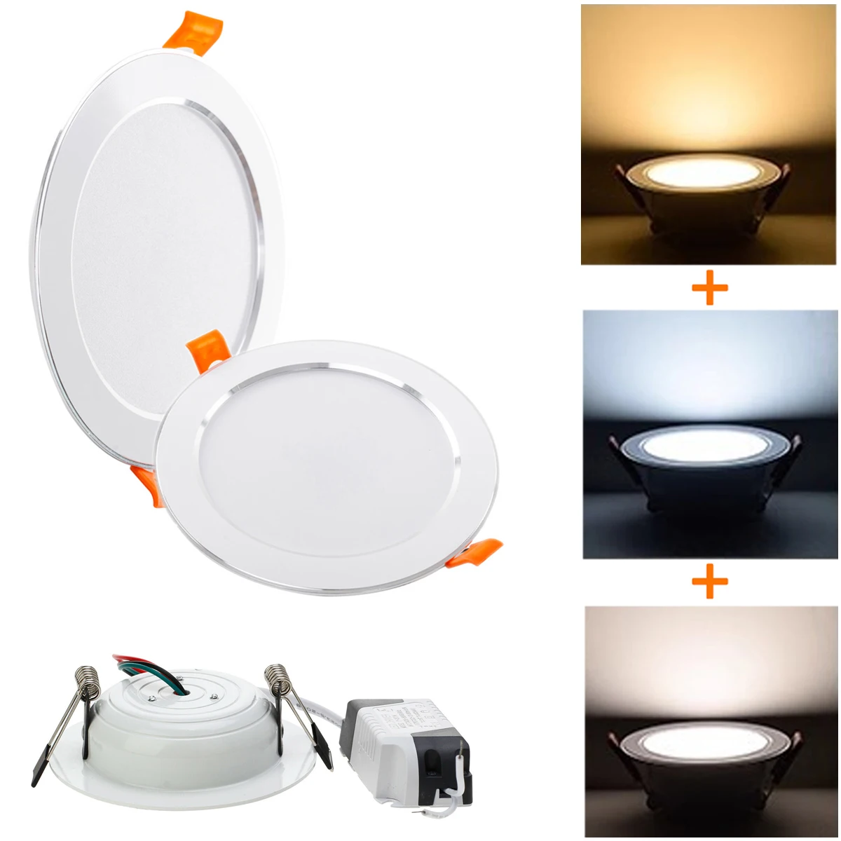 3 In 1 Light Color Led Downlights 18w/15w/12w/9w/7w/5w/3w Cool/warm/neutral Retractable Recessed 85-265v Ceiling Round Room Home