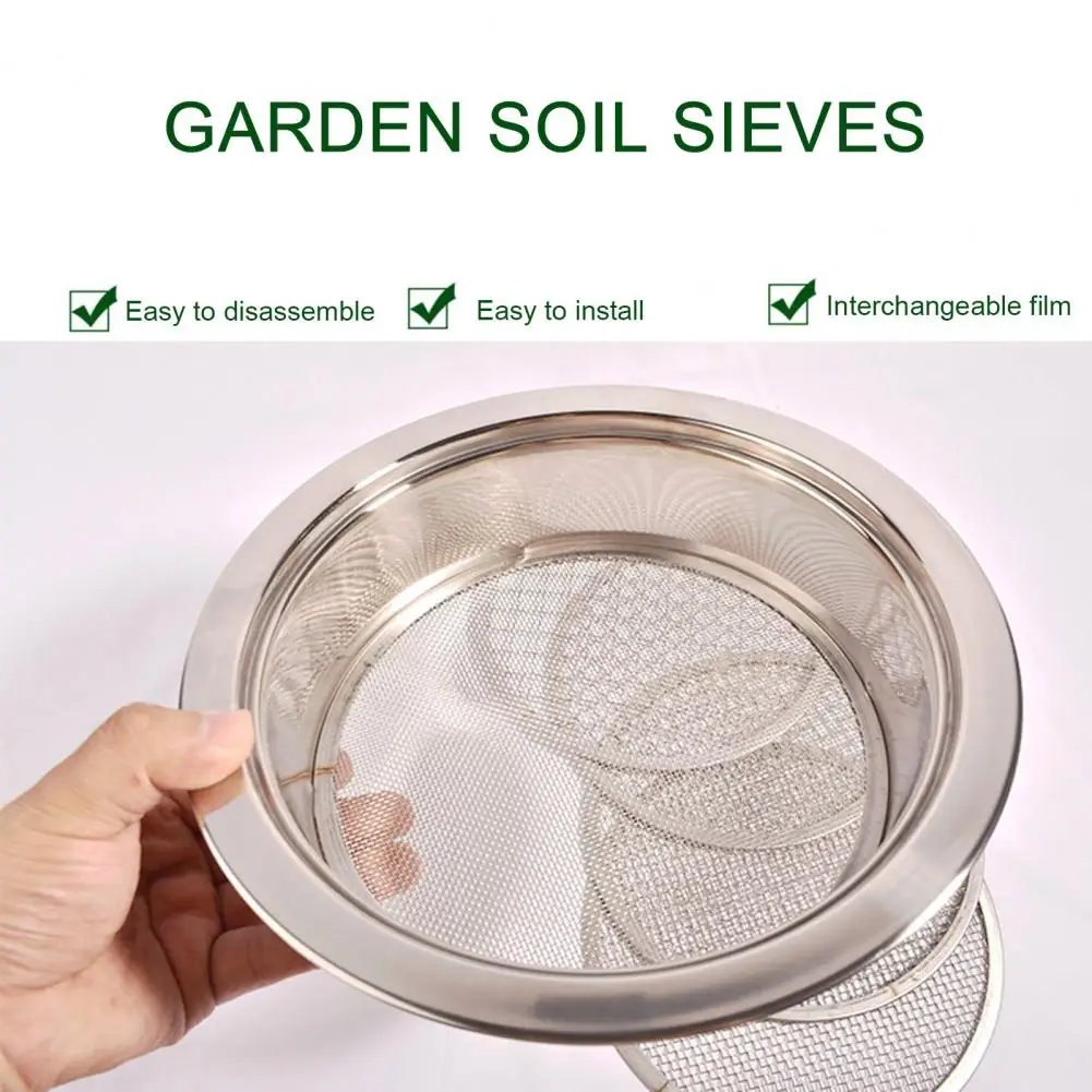 Stainless Steel Mesh Sieve Stainless Steel Soil Sifter Set with 5 Mesh Sieve Pans for Garden Stones Weeds for Gardening for Dirt