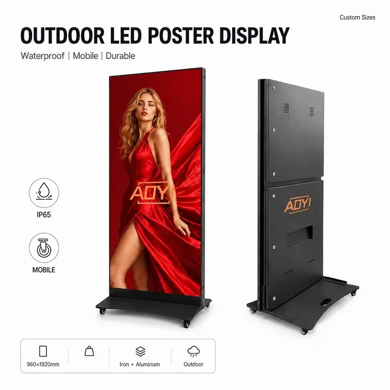 for P2.5 P3 P4 High Performance Outdoor LED Poster High Brightness Advertising LED Digital Poster Display 960x1920mm