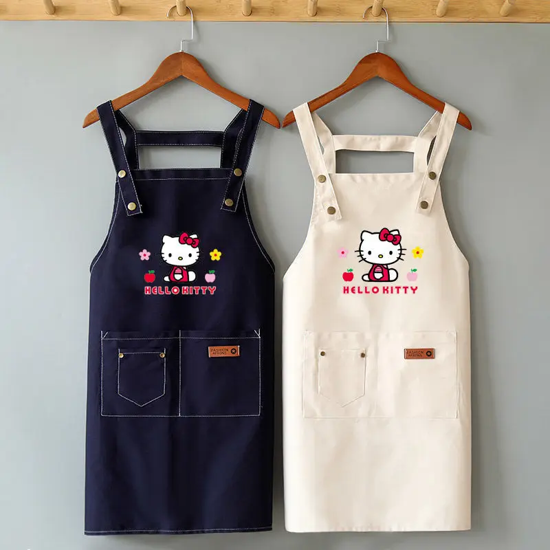 Kawaii Hello Kitty Sanrio Aprons Anime Cartoon Cute Kitchen Waterproof Printed Stain Protection Protective Clothes Toys Girl