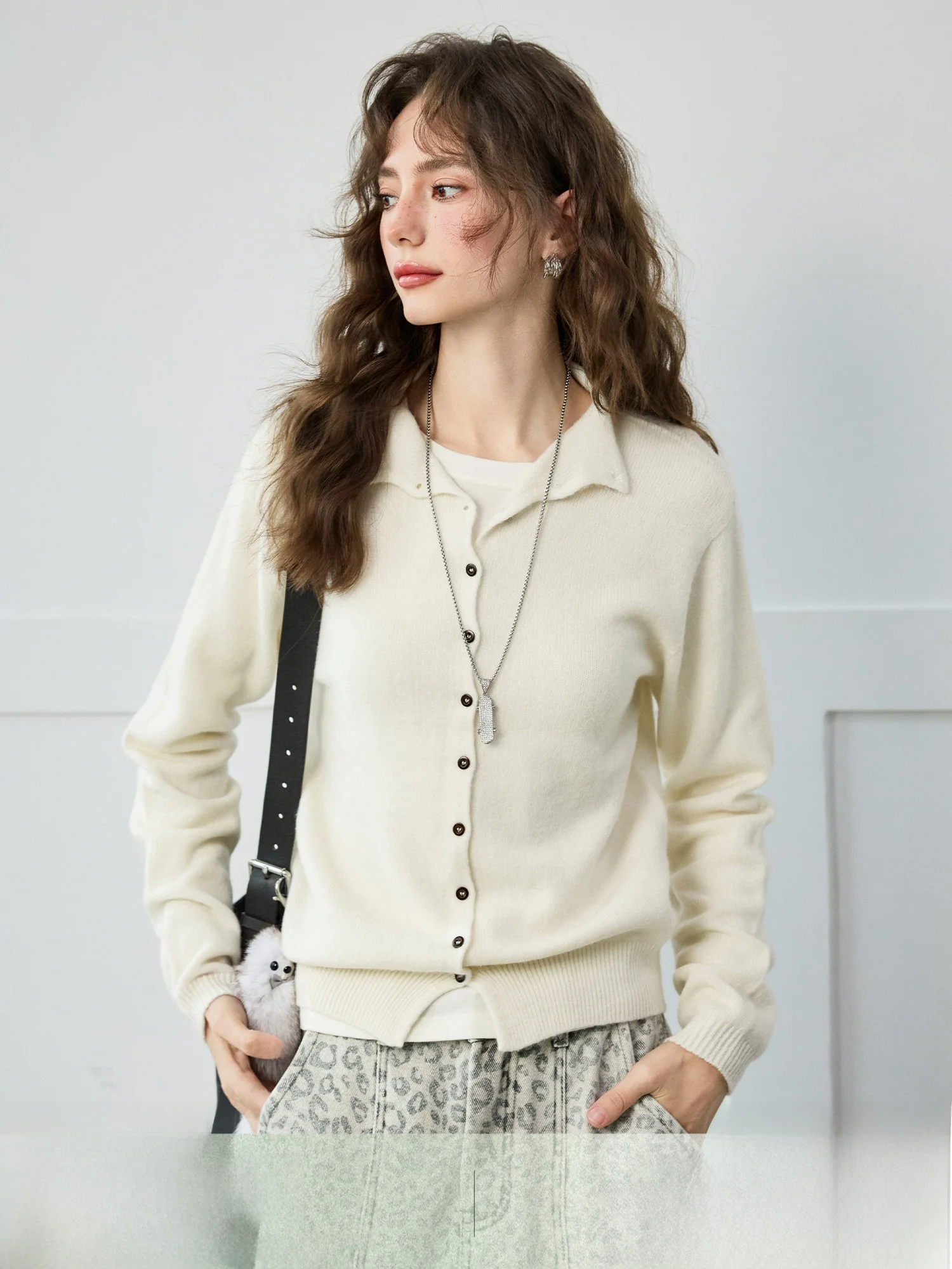 

NAGUAGU Pumpkin Valley Heavyweight Wool Knitwear Stand Collar Loose Women's Sweater Outerwear Comfortable Soft Long Sleeve