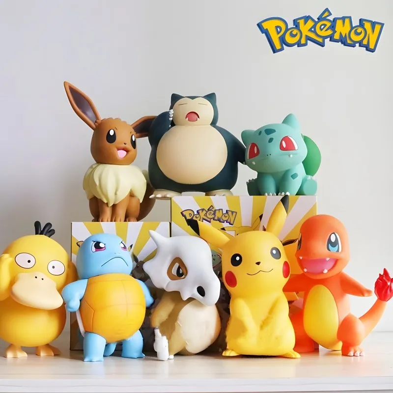 New Pokemon Pikachu Large Figure Charmander Eevee Porkby Squirtle Doll Model Ornament Figurine Younth Toys Collec Gifts