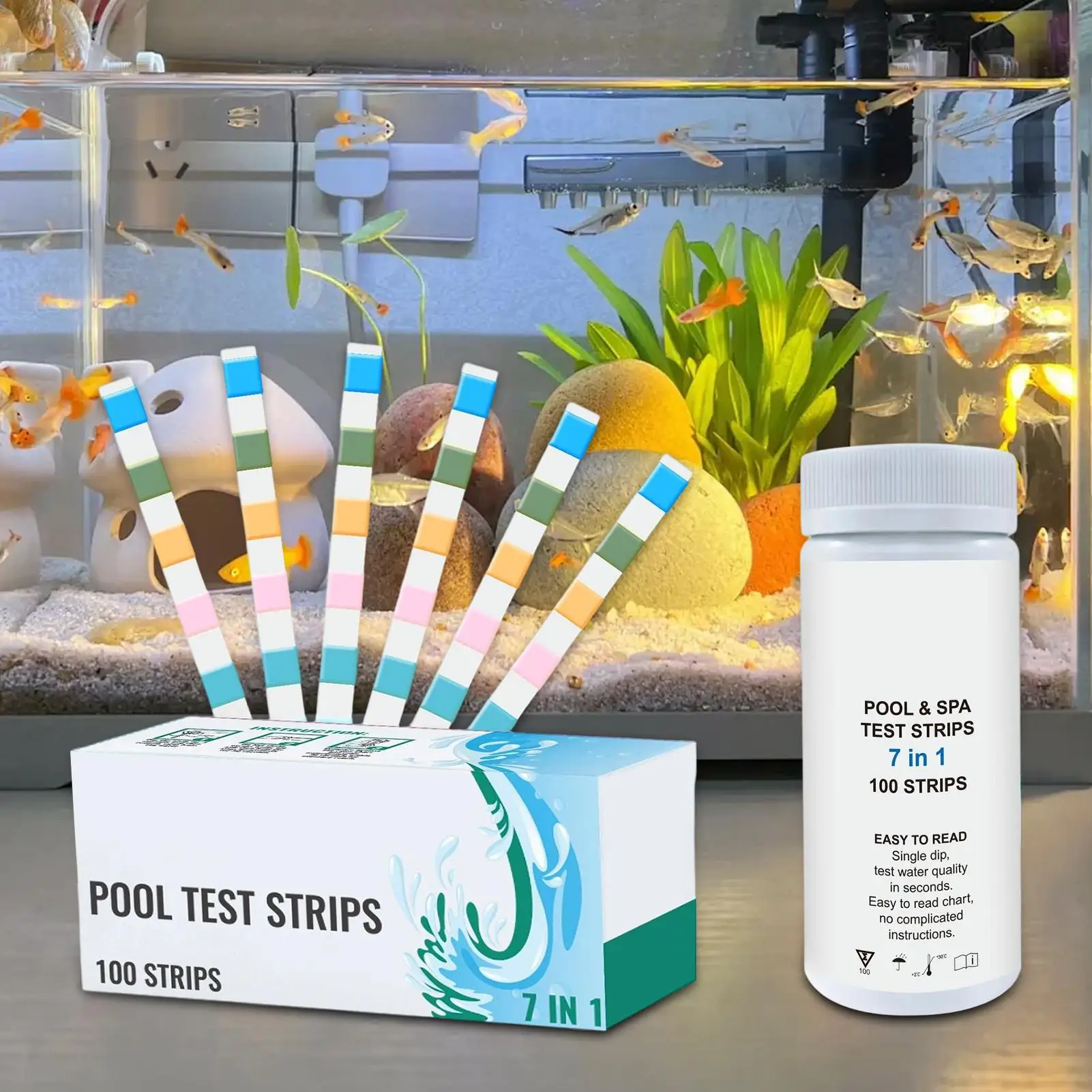 Picture 5: Ph Strips For Pool 100-Piece Pool Tester Strips For Water Multifunctional Hot Tub Quick Tester Monitoring Tools For Backyard Spa
