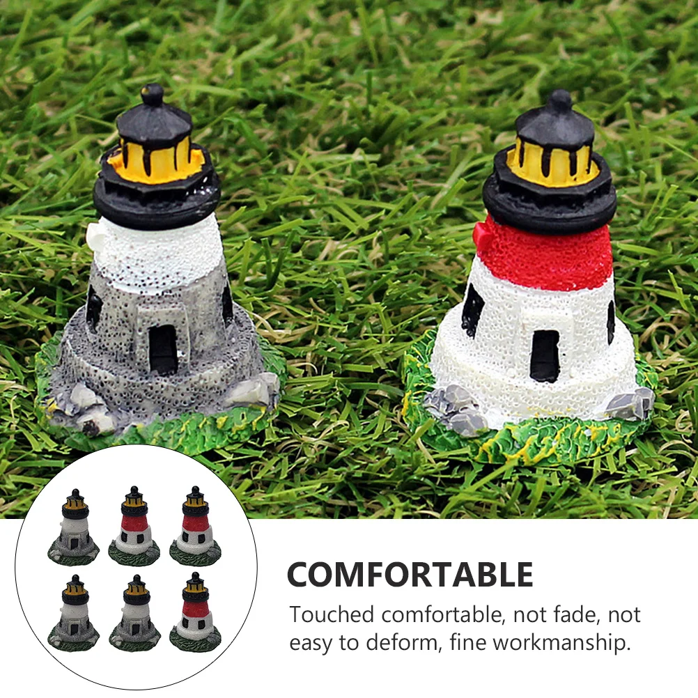 

6Pcs Ecological Bottle Decor Resin Beacon Shape Micro Landscape Ornament Garden Bonsai Desktop Decoration Beacon Shape Decor