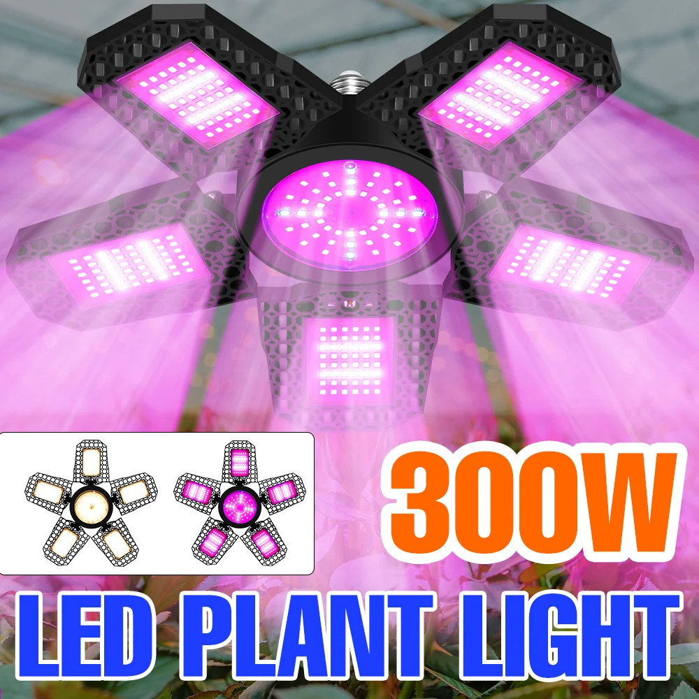 300W LED Grow Light Bulb Full Spectrum E27/E26 Cultivation Lamp For Indoor Greenhouse Tent Vegetable Tomato Flowers Potted Plant