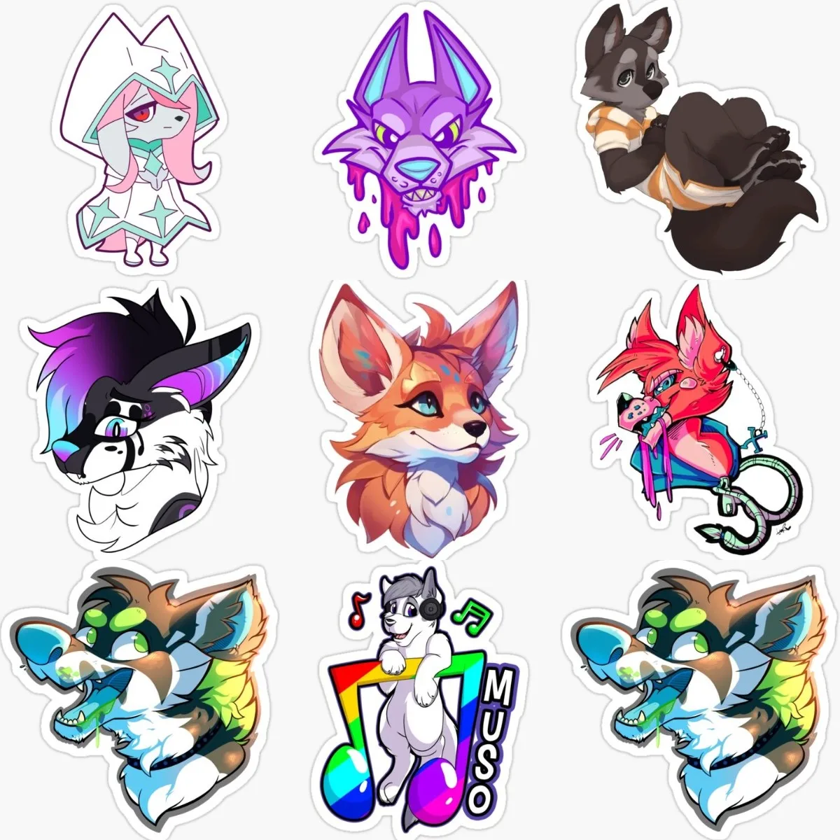 Creative Femboy Furry Wolf PVC Stickers Accessories for Decorate Fridge Table Wall Car Off-road Helmet Camper Bumper Decal