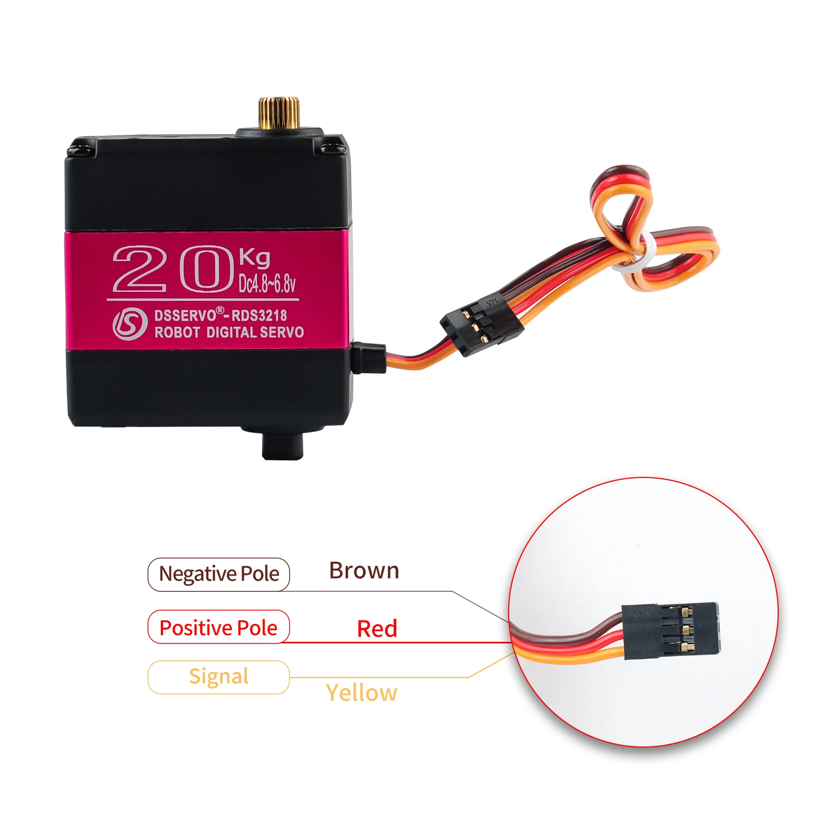RDS3218 20KG 180 Degree Dual Shaft Digital Servo Waterproof Robot Arm Servo High Torque Full Metal Gear 1/2/4Pcs view 5