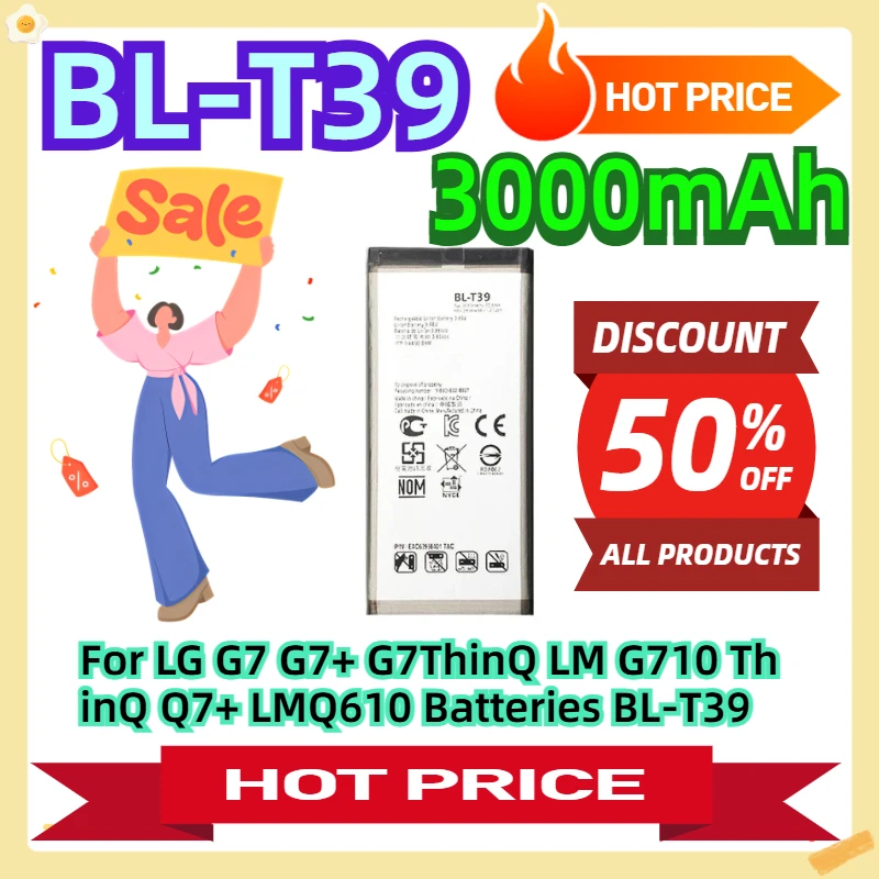 

For LG G7 G7+ G7ThinQ LM G710 ThinQ Q7+ LMQ610 Batteries BL-T39