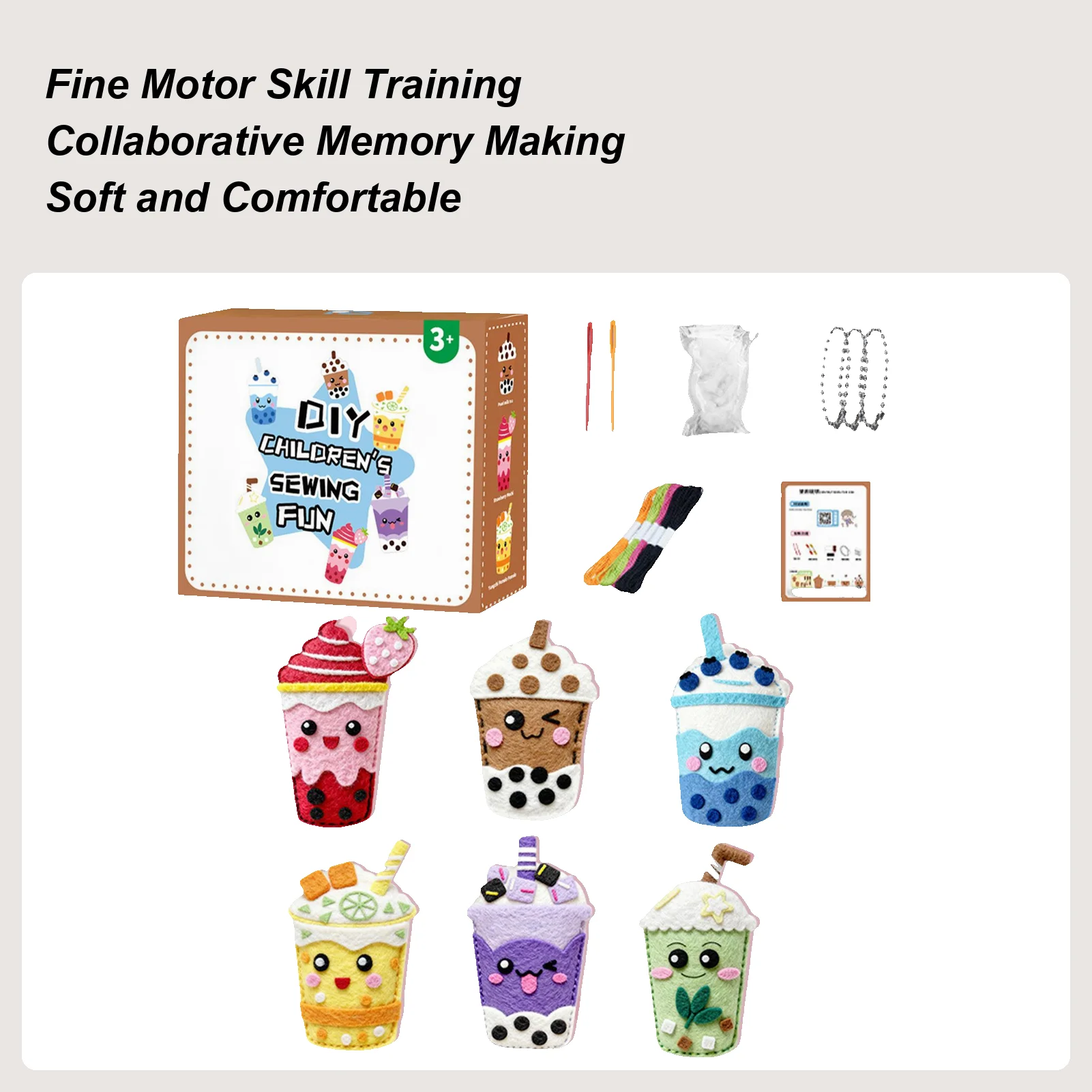 Kids Sewing Crafts Make Milk Tea Purse Charm Girls Sewing Kit For Art Project Doll Making Home School Activity Play Art Project